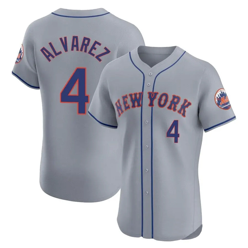 Lashops NY.Mets #4 Francisco Alvarez Player Gray Road Limited Elite Home Stitched Jerseys