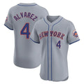 Lashops NY.Mets #4 Francisco Alvarez Player Gray Road Limited Elite Home Stitched Jerseys