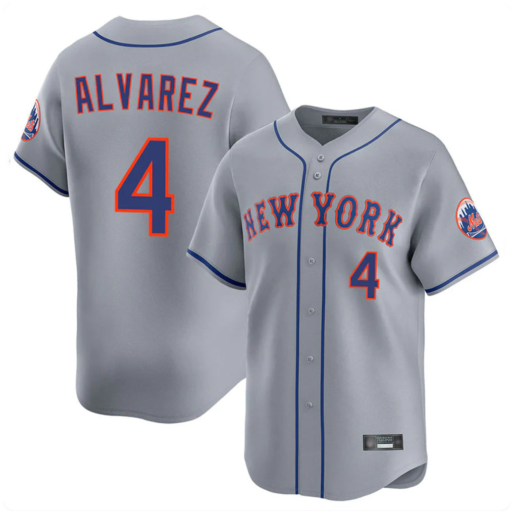 Lashops NY.Mets #4 Francisco Alvarez Player Gray Road Limited Home Stitched Jerseys