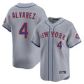 Lashops NY.Mets #4 Francisco Alvarez Player Gray Road Limited Home Stitched Jerseys