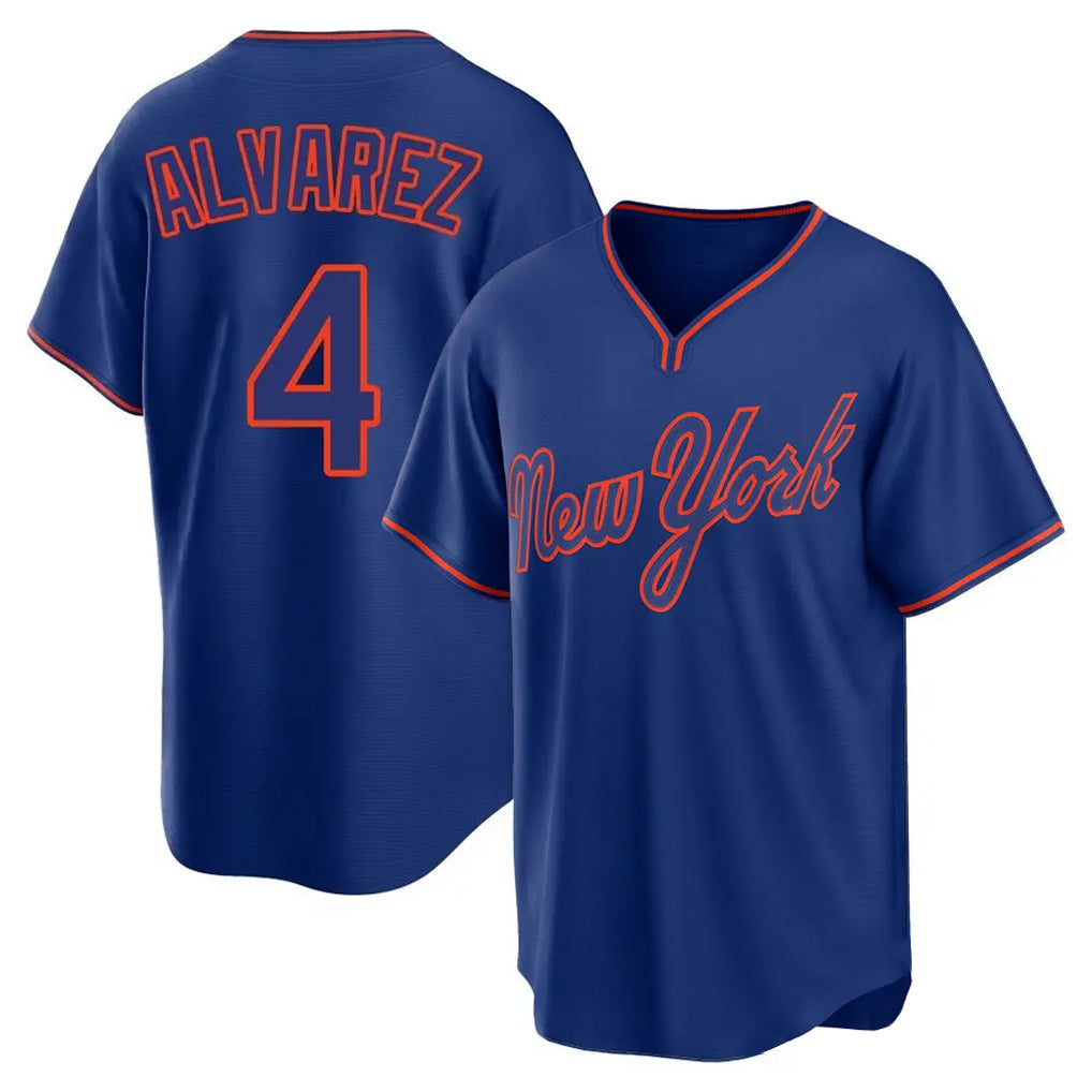 Lashops NY.Mets #4 Francisco Alvarez Player Royal T-shirt Home Game Stitched Jerseys