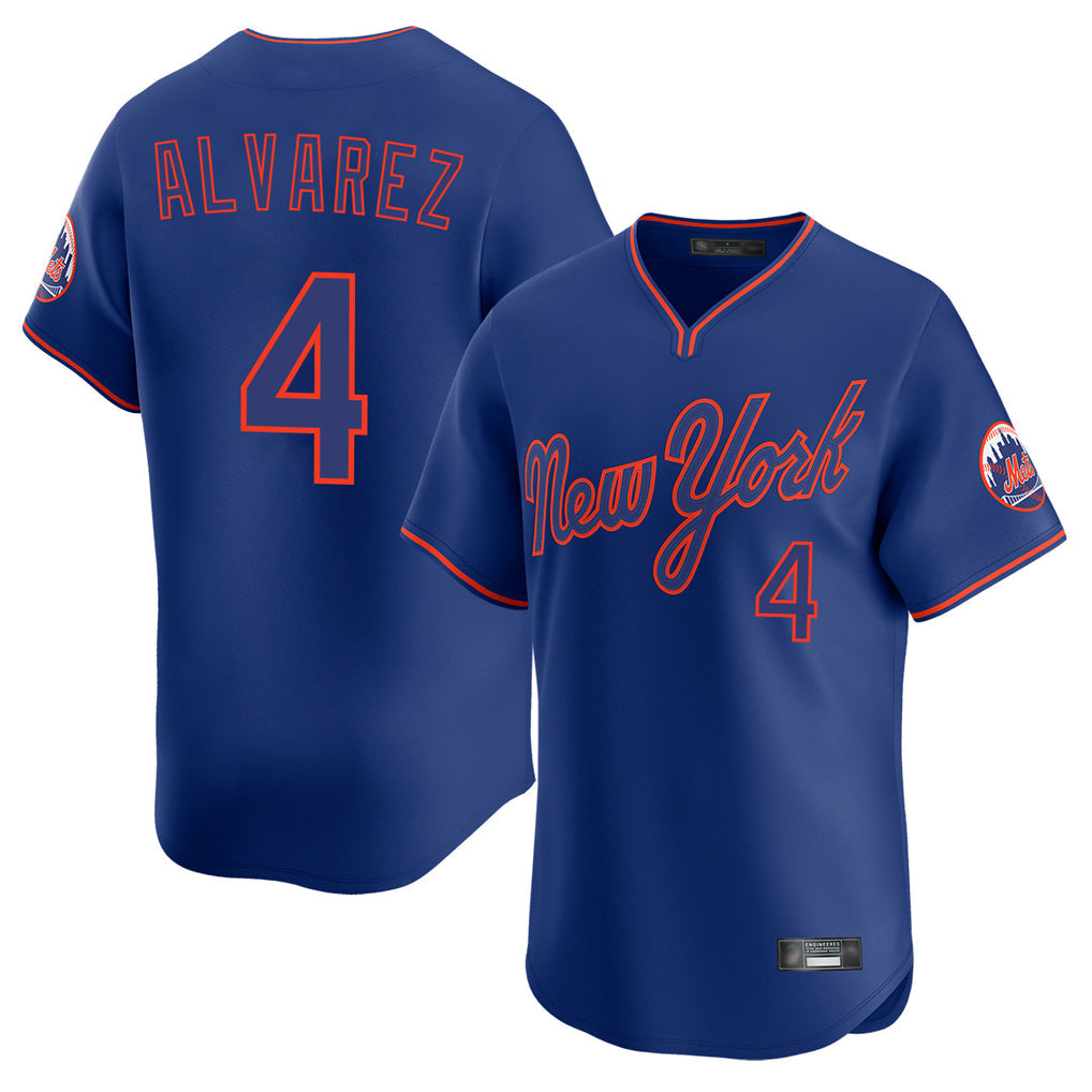 Lashops NY.Mets #4 Francisco Alvarez Player Royal T-shirt Home Limited Elite Stitched Jerseys