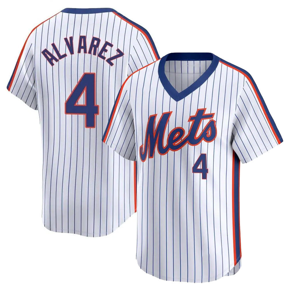 Lashops NY.Mets #4 Francisco Alvarez Player White Cooperstown Collection T-shirt Game Stitched Jerseys
