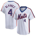 Lashops NY.Mets #4 Francisco Alvarez Player White Cooperstown Collection T-shirt Game Stitched Jerseys