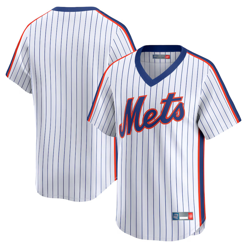 Lashops NY.Mets Blank Player White Cooperstown Collection T-shirt Game Stitched Jerseys