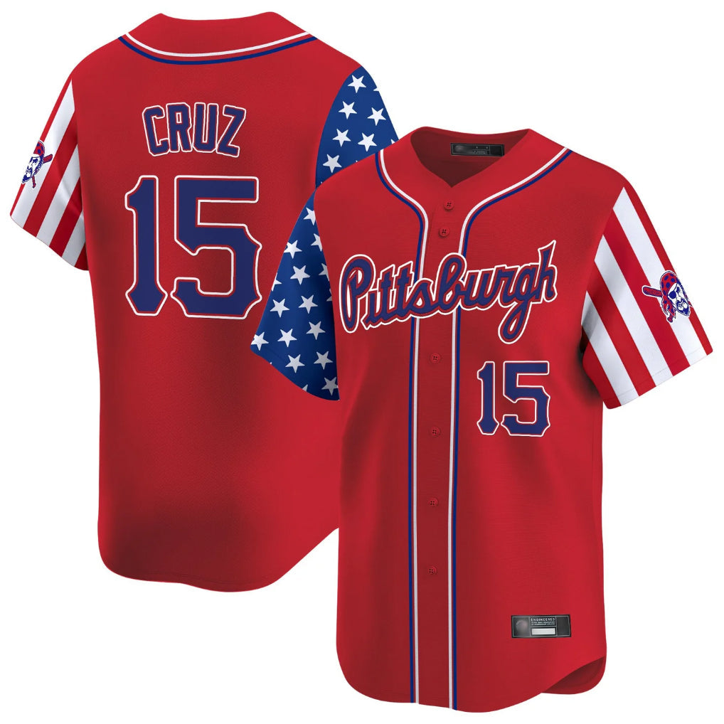 Lashops P.Pirates #15 Oneil Cruz Player Red 2025 Independence Day Vapor Premier Limited Stitched Jerseys