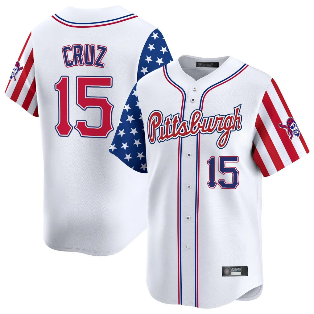 Lashops P.Pirates #15 Oneil Cruz Player White 2025 Independence Day Vapor Premier Limited Stitched Jerseys