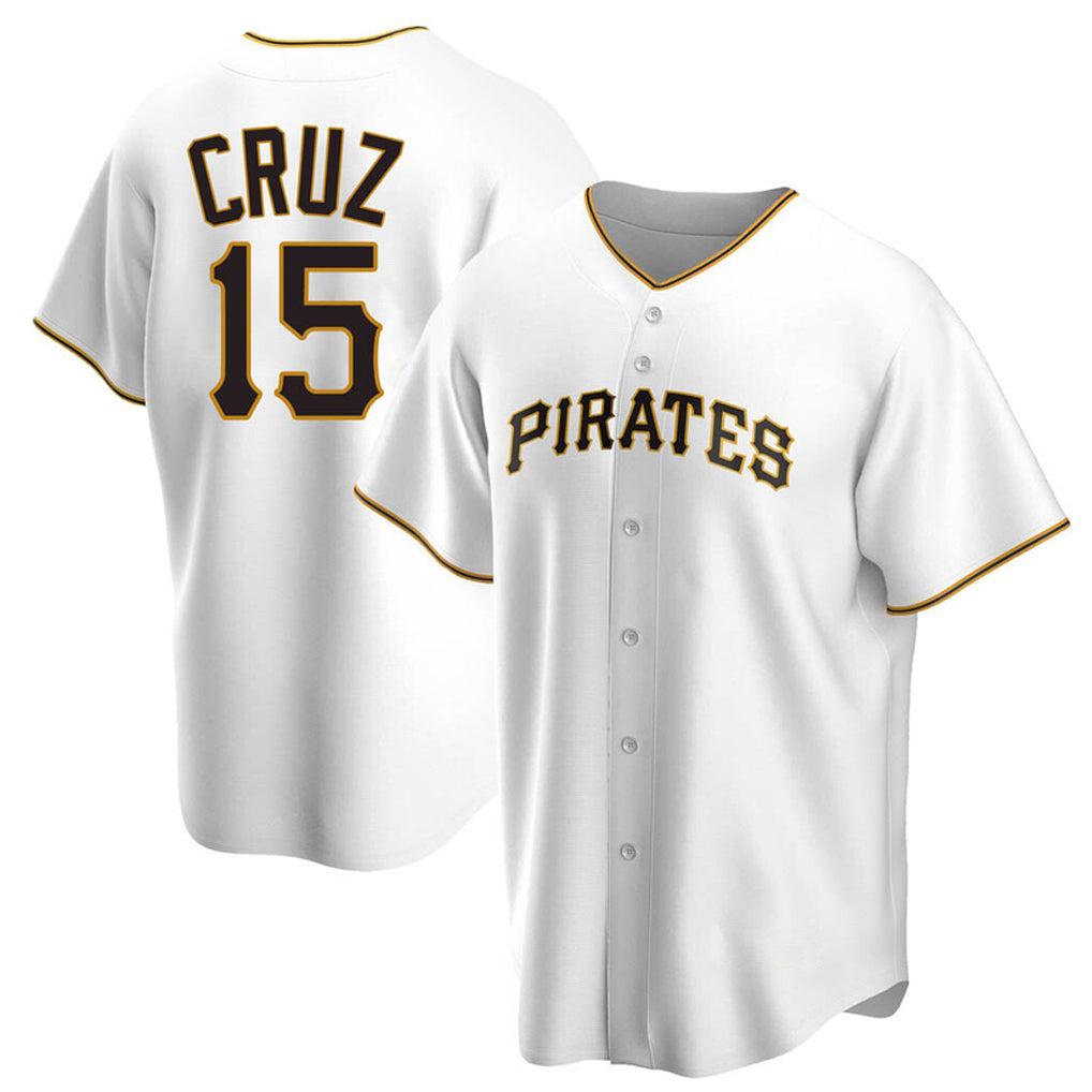 Lashops P.Pirates #15 Oneil Cruz Player White Home Game Stitched Jerseys