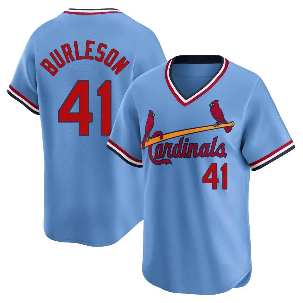 Lashops  St. Louis Cardinals #41 Alec Burlesona Player Light Blue City Connect Home T-shirt Stitched Jerseys