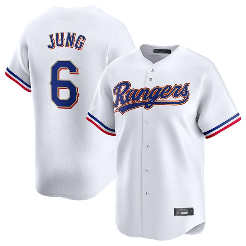 Lashops  T.Rangers #6 Josh Jung Player Gold Collection Limited White Stitched Jerseys