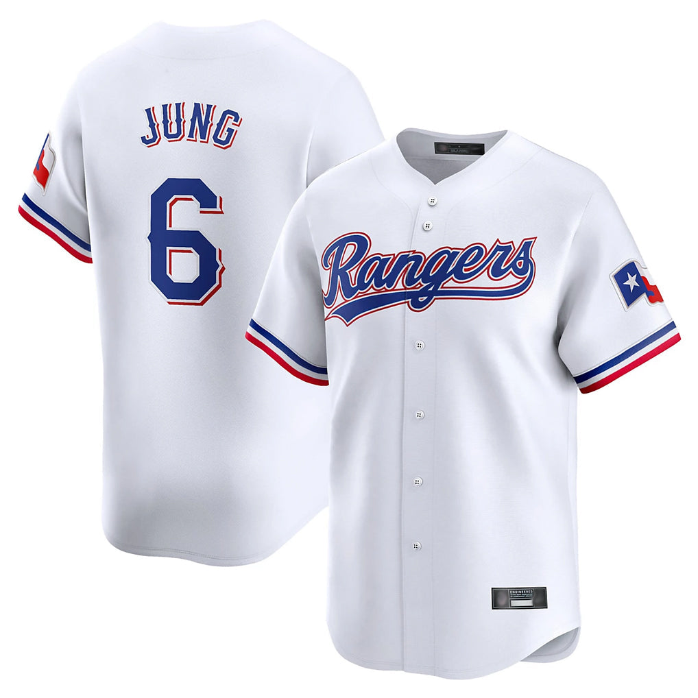 Lashops  T.Rangers #6 Josh Jung Player White&Blue Home Limited Stitched Jerseys