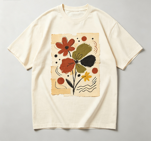 Vintage Graffiti Pattern Tee Loose Fit Casual Daily Wear Short Sleeve T‑Shirt