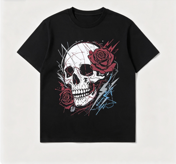 Vintage Graffiti Pattern Tee Loose Fit Casual Daily Wear Short Sleeve T‑Shirt